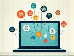 A seamless integration of educational concepts like ABCs and 123s with modern technology, depicted as flowing data streams and interactive touchpoints.