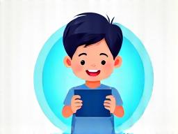 Illustration of a child safely playing with a tablet, protected by a glowing shield icon.