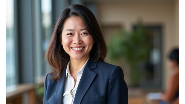Portrait of Dr. Elena Reyes, an early childhood educator, smiling confidently.