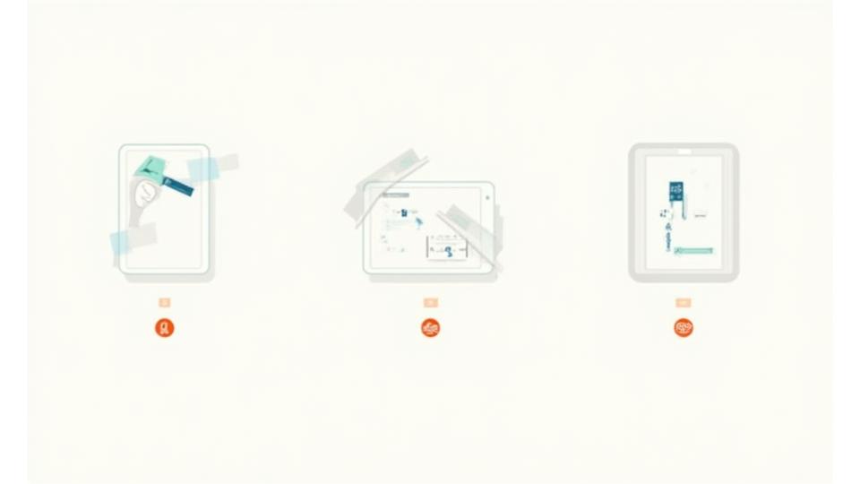 Infographic illustration showing the development of fine motor skills in children through interactive digital exercises, with clear, easy-to-understand visual steps.