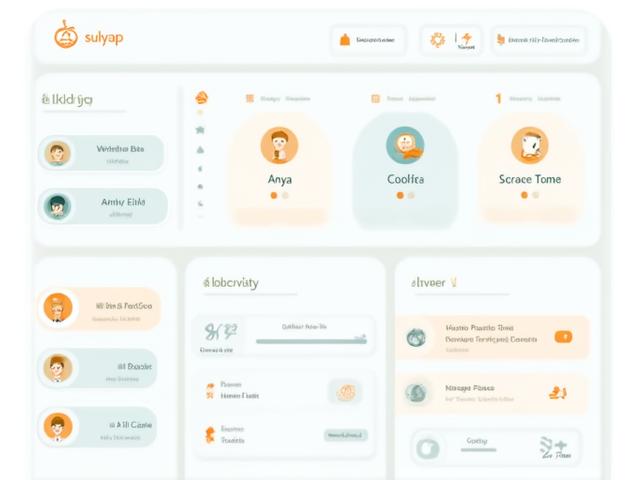 Illustration of a Sulyap Kids family dashboard showing multiple child profiles and their learning progress with playful interface elements
