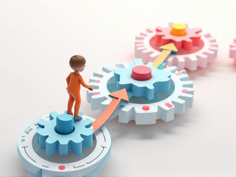 Iconographic representation of a learning path adapting to a child's progress, with arrows showing dynamic adjustments.