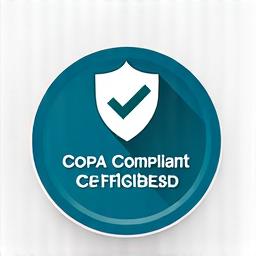 COPPA Compliance Certified badge na may kalasag atcheckmark icons.